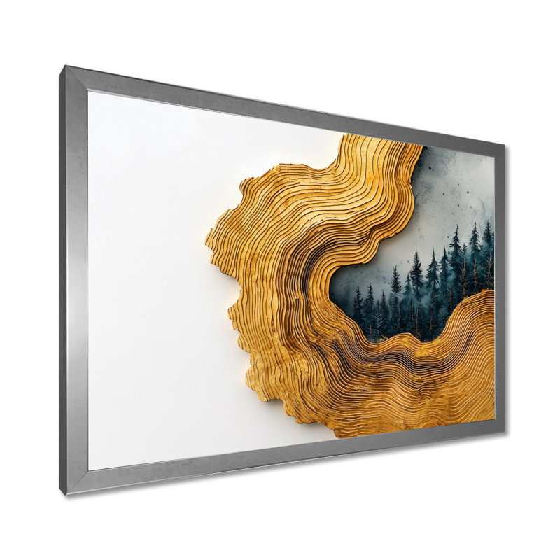 Monyka ambre or du soleil rivière de cristal II - forêt, art mural, H 16 po x l 32 po, Cadre flottant, Argent