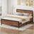 Platform Bed Frame With 2 Large Storage Drawers, Rustic Wood And Metal, Noise-Free, Easy Assembly, No Box Spring Needed, Brown