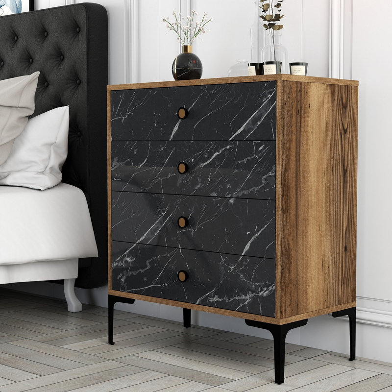 Commode Paucker, Gris foncé / brun