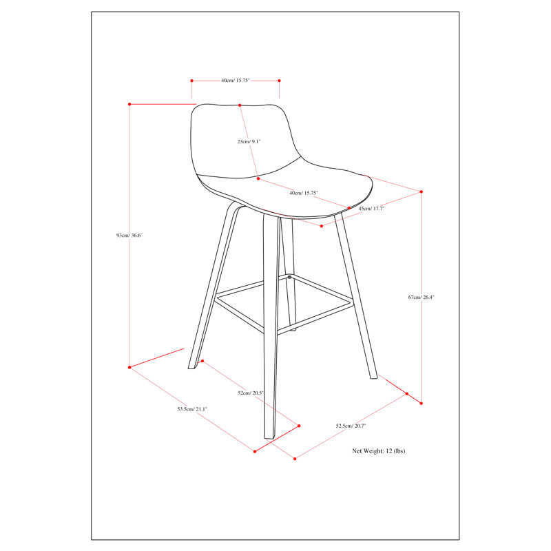 2 tabourets de bar - Siège et dossier incurvés, tissu bleu denim, pieds, repose-pieds pour plus de stabilité et de confort.