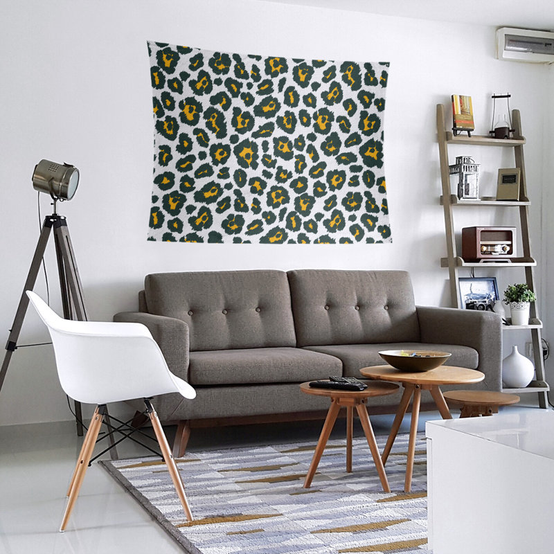 Tapisserie en microfibre de football, H 51 po x l 60 po, Blanc / or