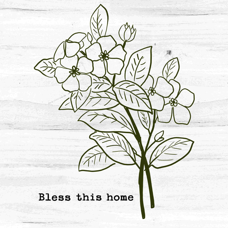 Esquisse de fleur Bless Home, H 12 po x l 12 po
