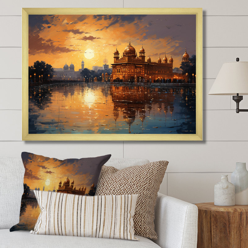 «Hinduisim Golden Temple II - Hindouisme», art mural, H 34 po x l 44 po x P 1,5 po, Cadre doré simple