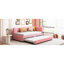 Lit de jour simple rembourré avec lit gigogne en lin rose, sans sommier nécessaire, rose, requis-2017214915