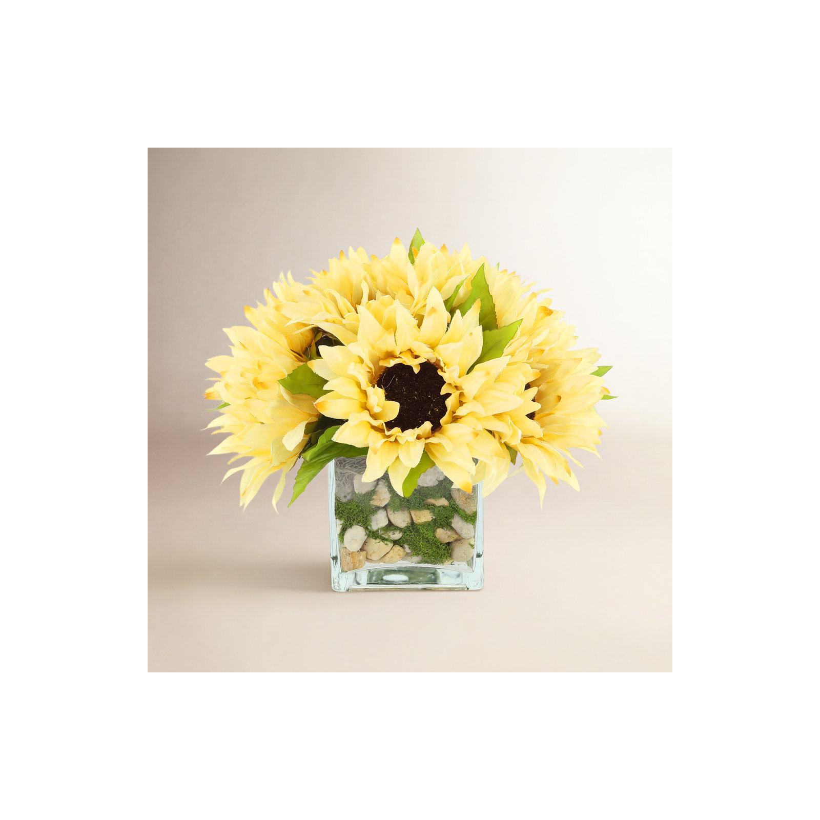 Sunflower Floral in Vase, Beige