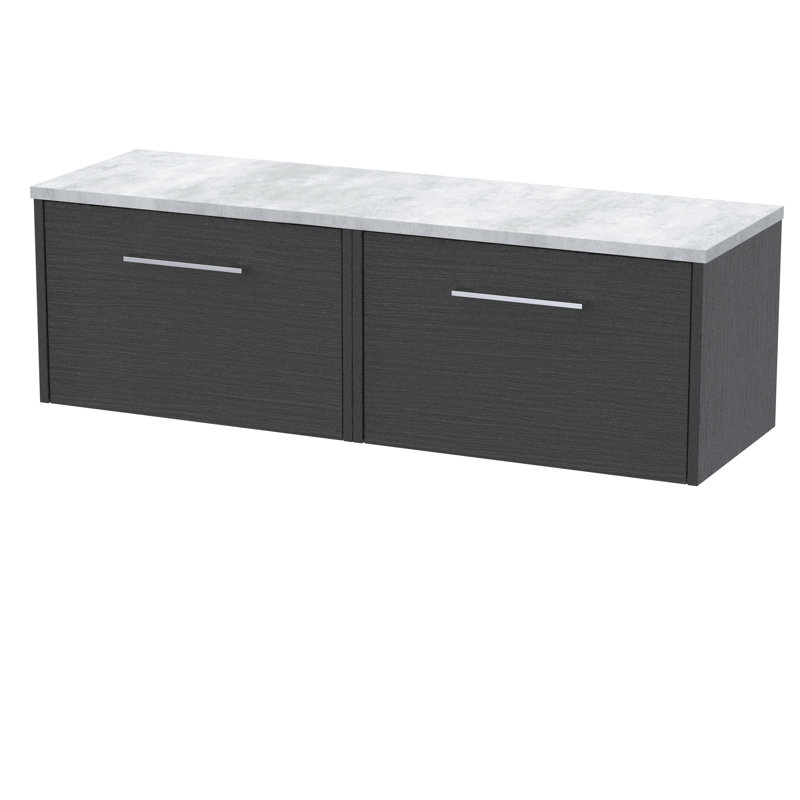 Juno 120.5cm Double Bathroom Vanity Base Only, Graphite Grey Woodgrain