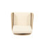 Fauteuil club contemporain rembourré avec pieds en bois et coussin de dossier capitonné