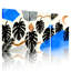 «Tropical Monstera Leaves and Abstract Shapes», art mural tendu sur toile, style bohème moderne (ensemble de 3)-1300365435