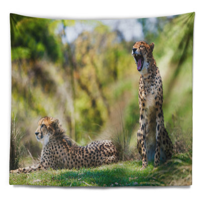 Tapisserie de l’herbe cheetahs de détente africaine