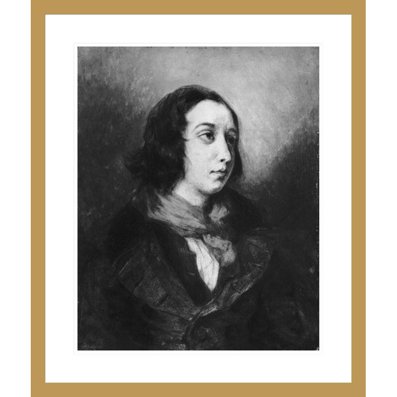 Portrait de George Sand par Eugène Delacroix, impression giclée sur cadre, H 27,84 po x l 23,5 po