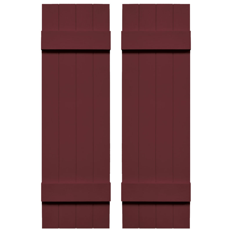 Builders Edge, volets sur mesure TailorMade jointés, volets Board-n-Batten, avec volets à volets, Baie rouge, 52 po