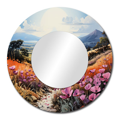 Vietnam Da Lat Flower Fields II - Vietnam Decorative Wall Mirror, Purple Round Mirror, Printed Metal Art