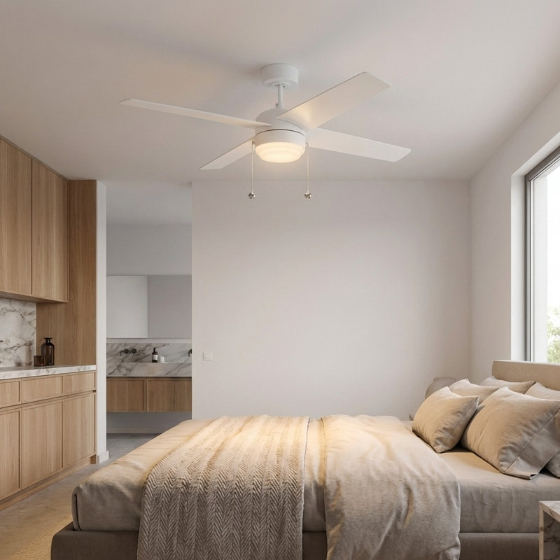 Loni 52 LED Ceiling Fan, Pull Chain, Matte White, Matte White