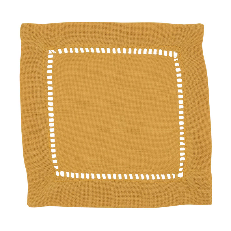 Rowles Hemstitched Border Dinner Napkin, Mustard, 18" L x 18" W