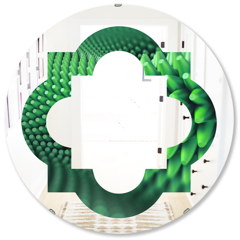 Miroir mural quadrilobe éclectique sans cadre, H 31,5 po x l po