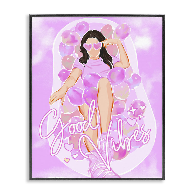 Giclée encadrée «Good Vibes Glam Bath», design par Ziwei Li, Giclée encadrée noir minuit, H 30 po x l 24 po