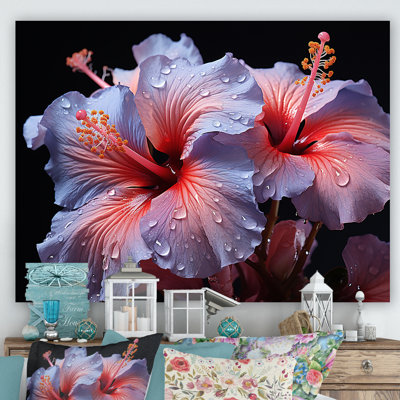 Hibiscus mauve moderne, impression sur toile