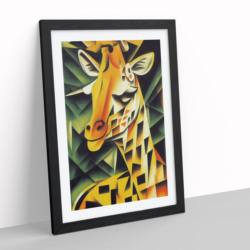 Smiling Giraffe - Framed Print, Black Framed, 64cm H x 46cm W x 2cm D