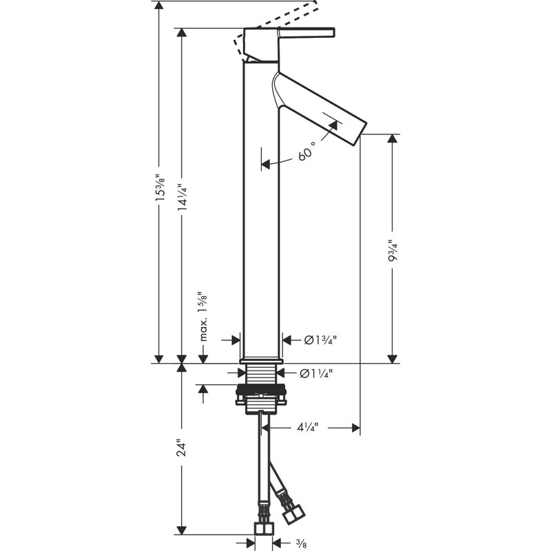 Starck 15.38" Single Hole Bathroom Faucet, Chrome