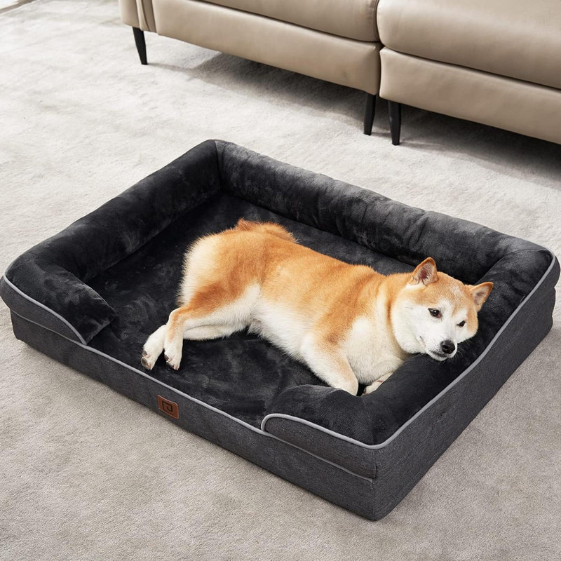Grand lit orthopédique pour chien, mousse à mémoire de forme imperméable, fond antidérapant, L 36 po x l 27 po x P 6,5 po