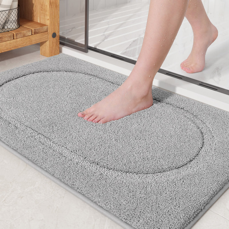 Wesleigh Non-Slip Bath Rug, Light Gray, 24" W x 36" L