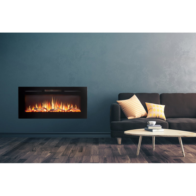 Orlando Adam Black Electric Fireplace Insert, 50" H x 107" W x 12" D