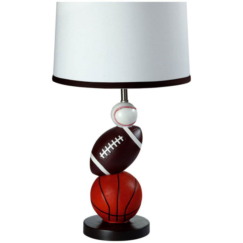 Lampe de table haute en polyrésine 25 po, design multisports, abat-jour en lin blanc