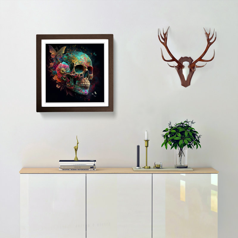 Sugar Skull No.1 - Framed Print, Walnut