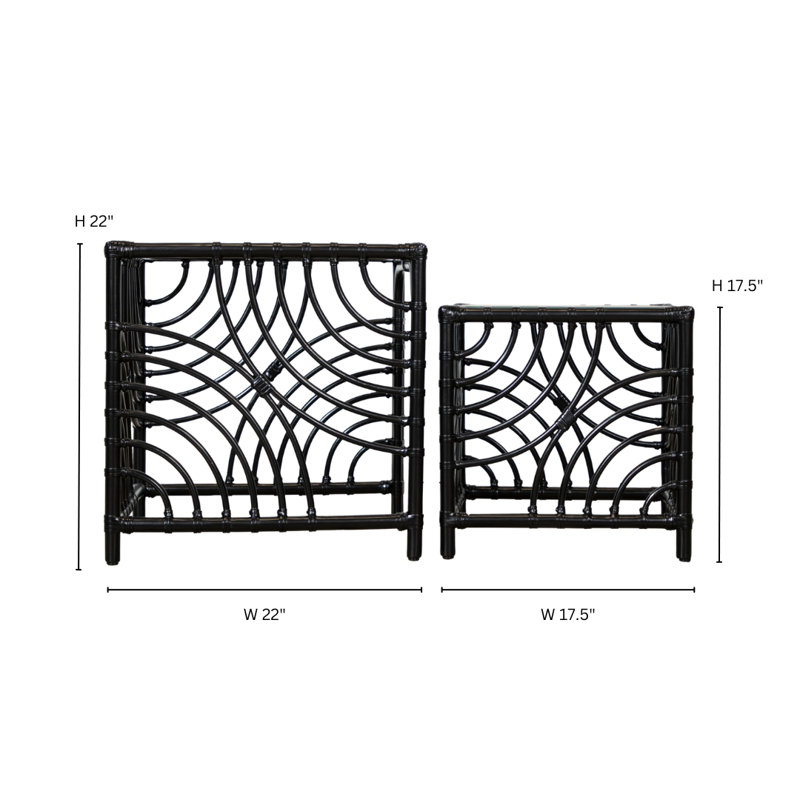 Swirl Glass Nesting End Table, Black