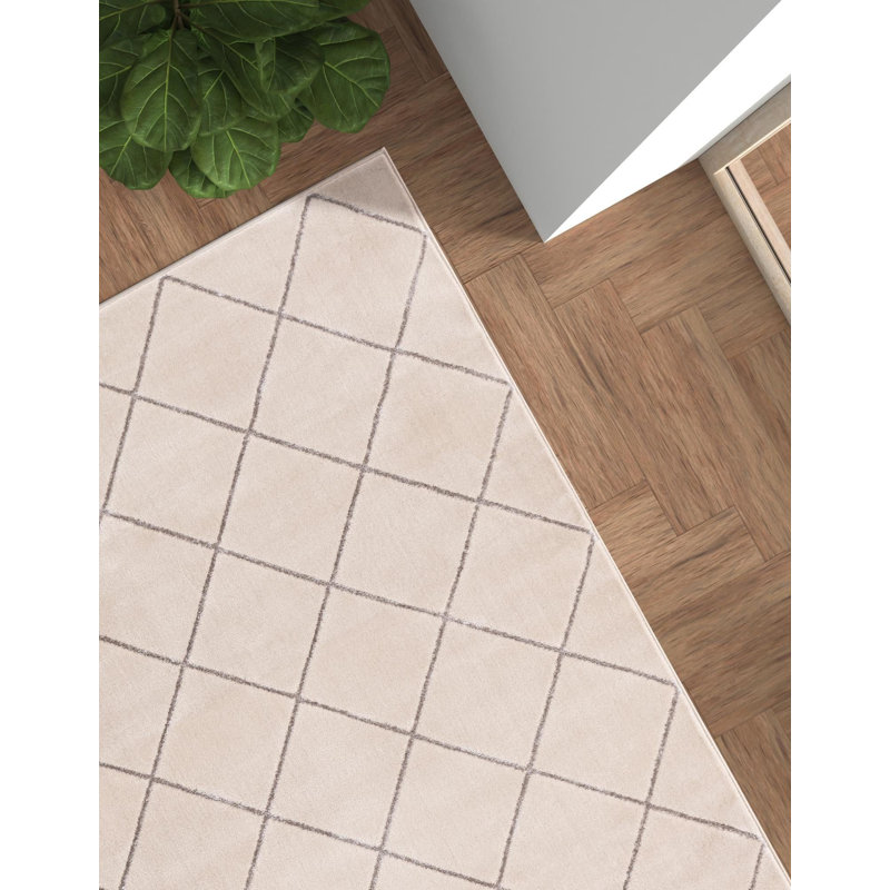 Contemporary Falco Runner Rug White and Silver Color, Rectangle 2' x 3'1"