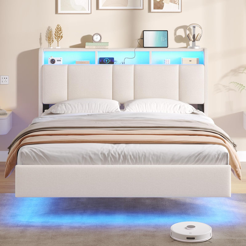 Upholstered Bed, Beige, Double (4'6)
