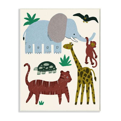 Illustration colorée d'un animal de safari, éléphant, girafe par Jeanette Vertentes - impression d'art graphique