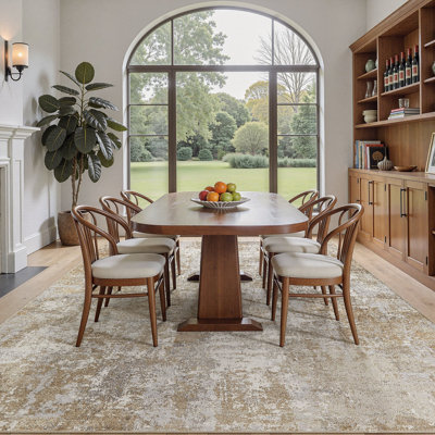 Modern Area Rug Abstract Washable Rugs with Non-Slip Backing for Living Room Bedroom-Light Brown