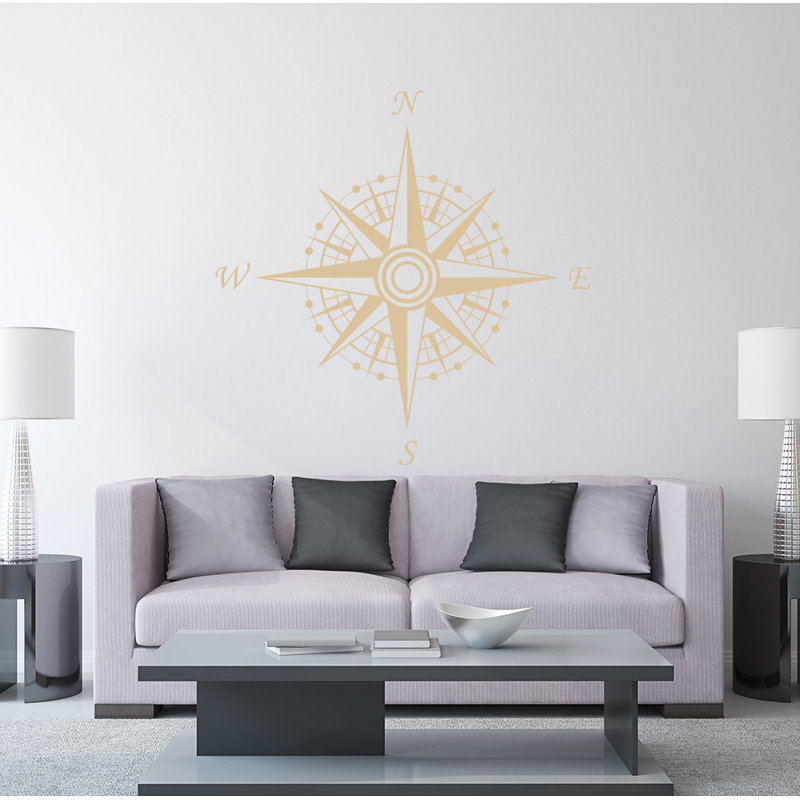 Décalcomanie murale autocollante compass, Beige