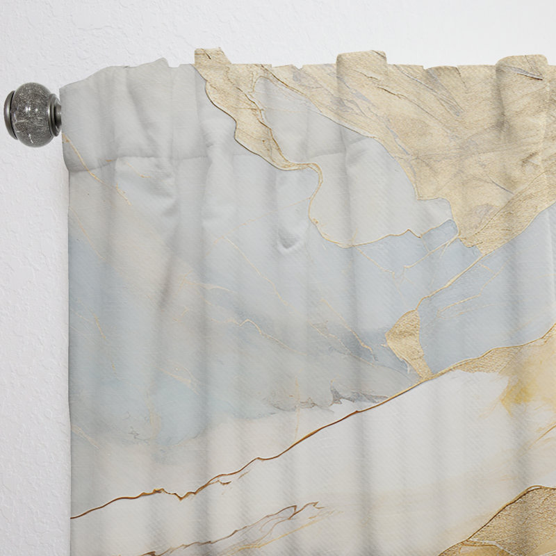 Beige And Gold Glacier Stone Simplicity I - Shapes Abstract Room Darkening Curtain - 1 Panels, 52" W x 84" L