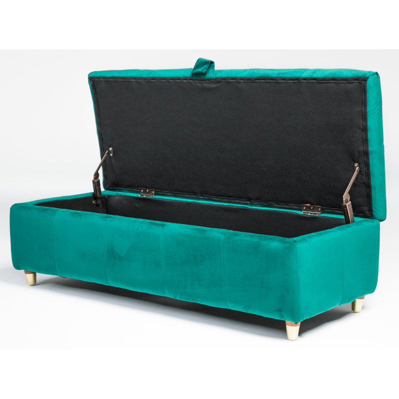 Agnes Upholstered Storage Bench, Emerald