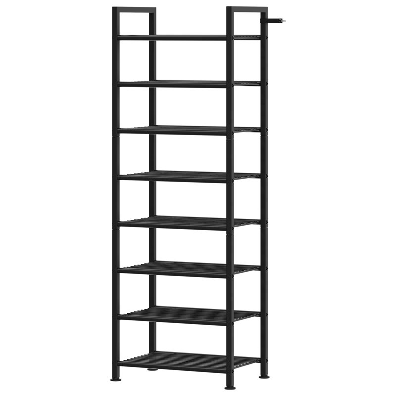 Étagère à chaussures 8 tablettes de rangement en métal empilables pour tablettes verticales pouvant contenir 16 à 24 paires