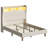 Beige Queen Velvet Upholstered Platform Bed Frame with Storage Headboard and LED Lights-1399956200