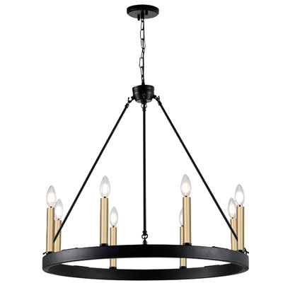 Clift 8-Light Candle-Style Wagon Wheel Chandelier