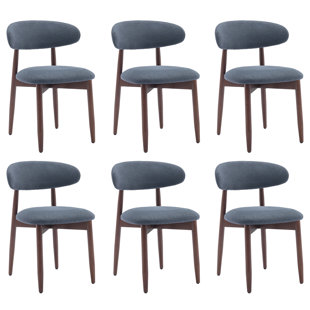 Solid Wood Upholstered Side Chair Dining Chair (Set of 6)