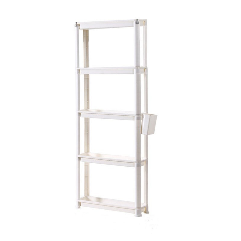 Chariot de rangement mince en plastique à 5 niveaux avec roulettes - Organisateur de rangement multifonctionnel