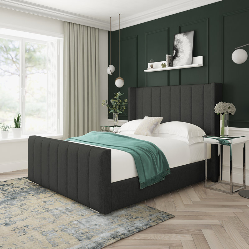 Willow Chenille Upholstered Ottoman Bed Frame, Kingsize (5'), Charcoal
