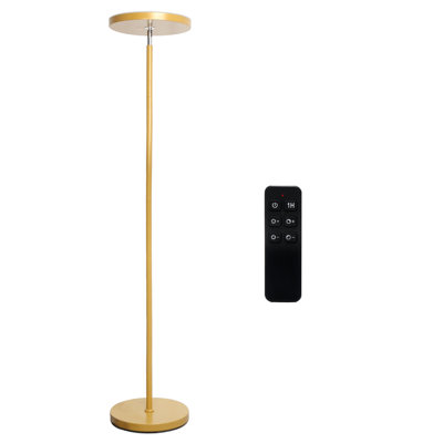 Lampadaire de torche à DEL doré avec tête orientable à 90°, 3000 lm, 30 W, lampe glamour sur pied, variateur d'intensité progressif à distance et changement de couleur.