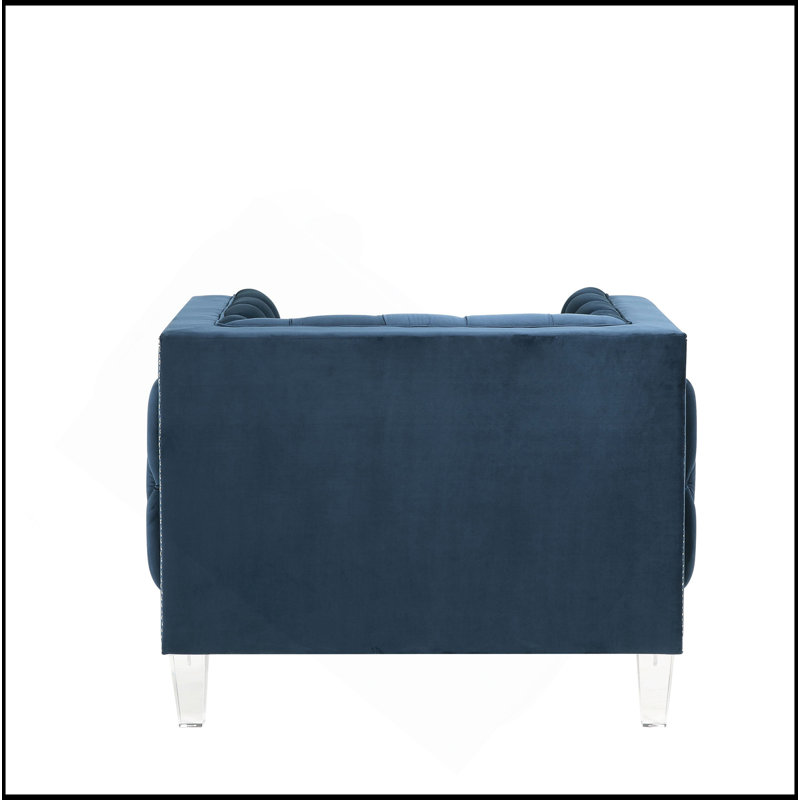 Chaise en velours gris anthracite, Bleu