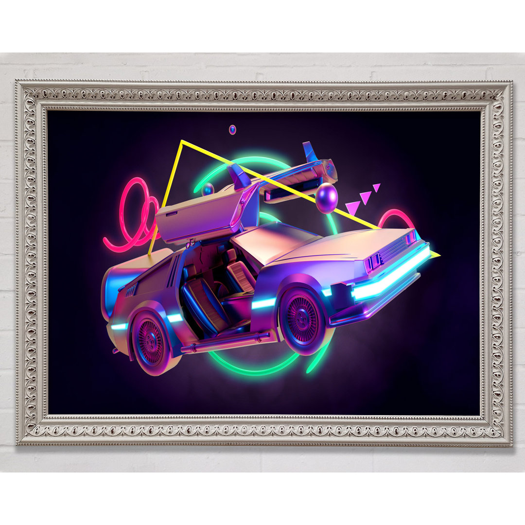 Delorean Car Neon - Einzelner Bilderrahmen Kunstdrucke