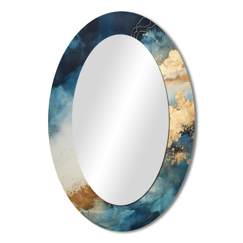 Miroir mural traditionnel blanc et bleu Goldern Abstract River I, H 36 po x l 24 po