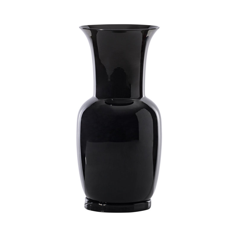 Venini Opalino Vase, 11.81" H x 5.51" W x 5.51" D, Black