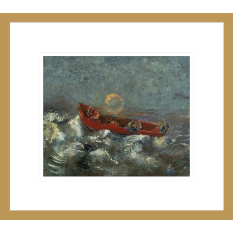 «The Red Barque» par Odilon Redon, impression giclée sur cadre, H 13,75 po x l 15,48 po