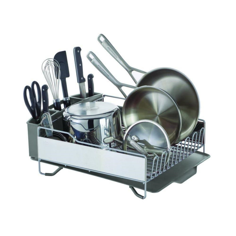 Large Capacity Stainless Steel Dish Rack 14.96X20x7 Gray, Adjustable, Easy Assembly
