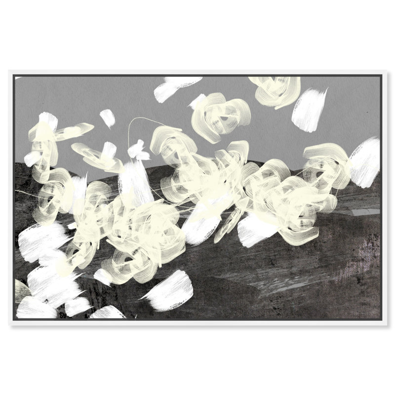 Pétales abstraits sur l’eau-peinture, Cadre blanc, H 20 po x l 30 po x P 1,5 po